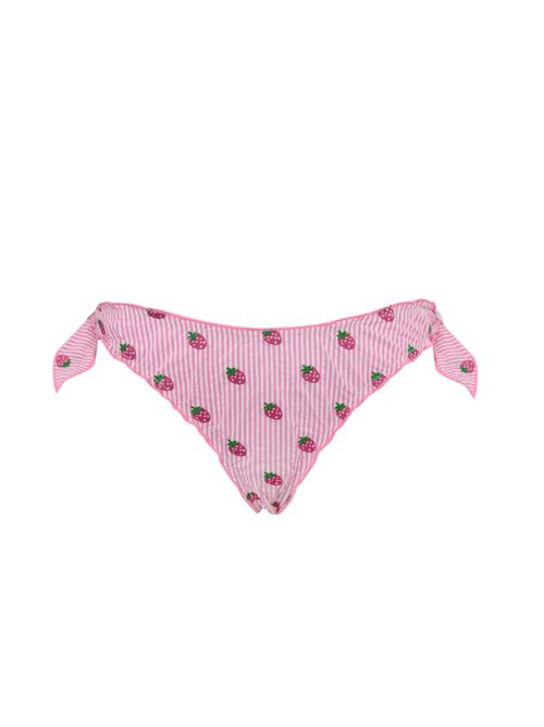 Slip costume da bagno Moon a righe in seersucker ricamo fragole Mc2 Saint Barth | MOON COTTON01430H SEERSUCKER STRIPES